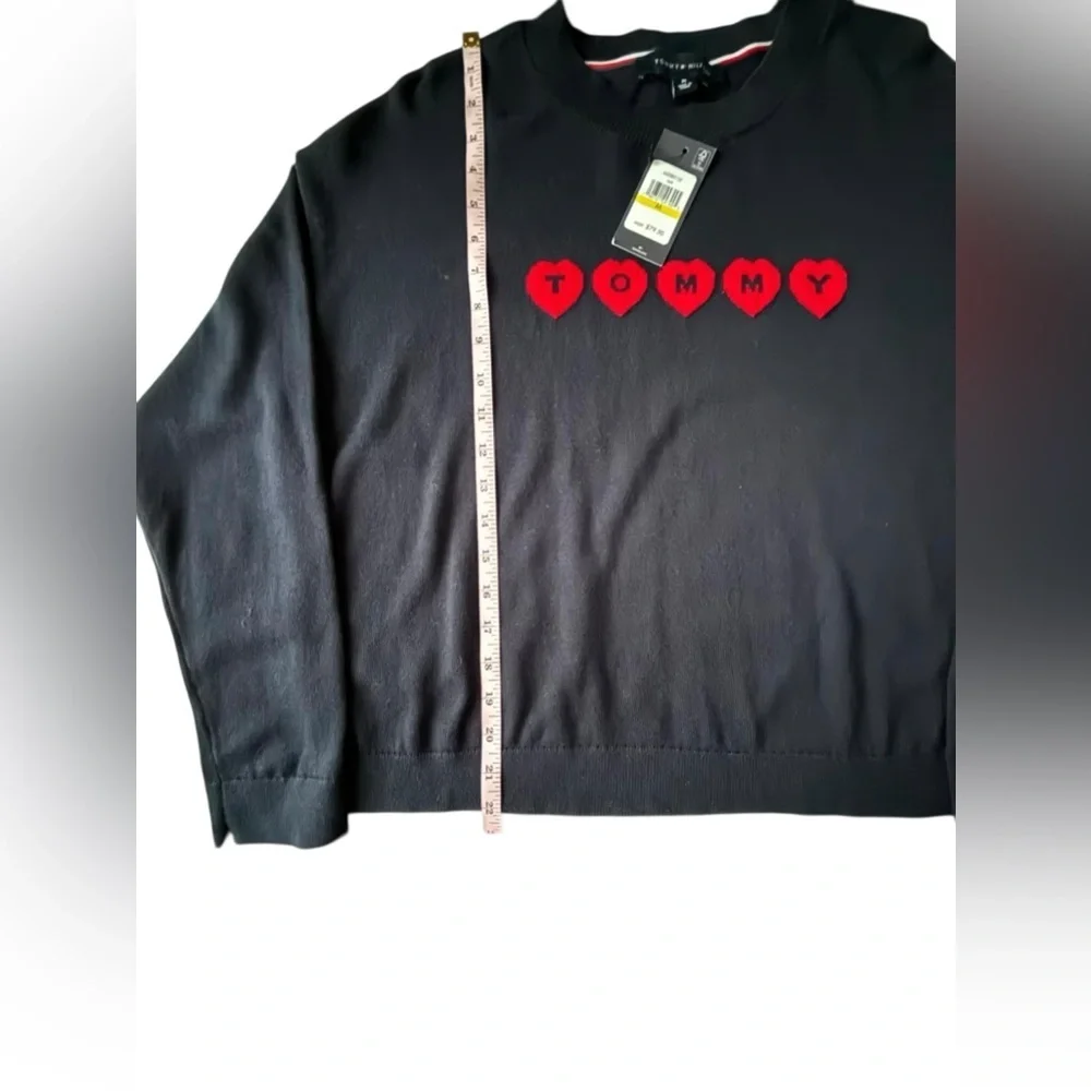 Tommy Hilfiger Heart Logo Sweater Navy Red Graphic Medium NWT Cute